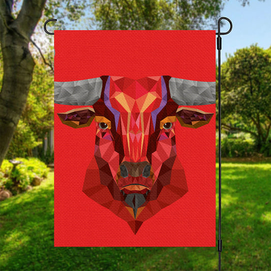 Geometric Bull Skull Print Garden Flag