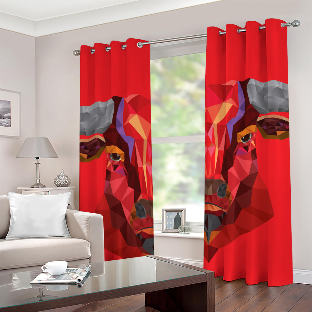 Geometric Bull Skull Print Grommet Curtains