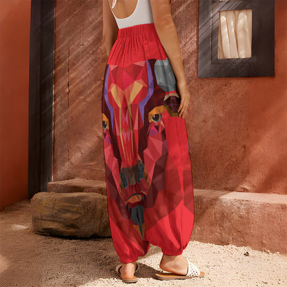Geometric Bull Skull Print Harem Pants