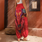 Geometric Bull Skull Print Harem Pants