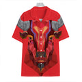 Geometric Bull Skull Print Hawaiian Shirt
