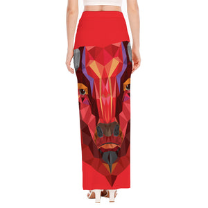 Geometric Bull Skull Print High Slit Maxi Skirt