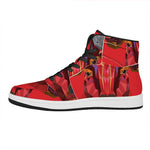 Geometric Bull Skull Print High Top Leather Sneakers
