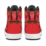 Geometric Bull Skull Print High Top Leather Sneakers