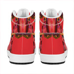 Geometric Bull Skull Print High Top Leather Sneakers