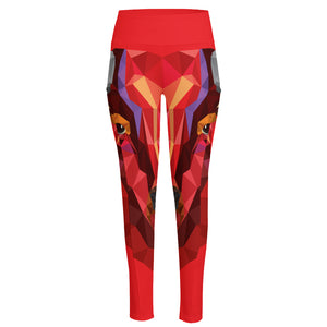 Geometric Bull Skull Print High-Waisted Pocket Leggings