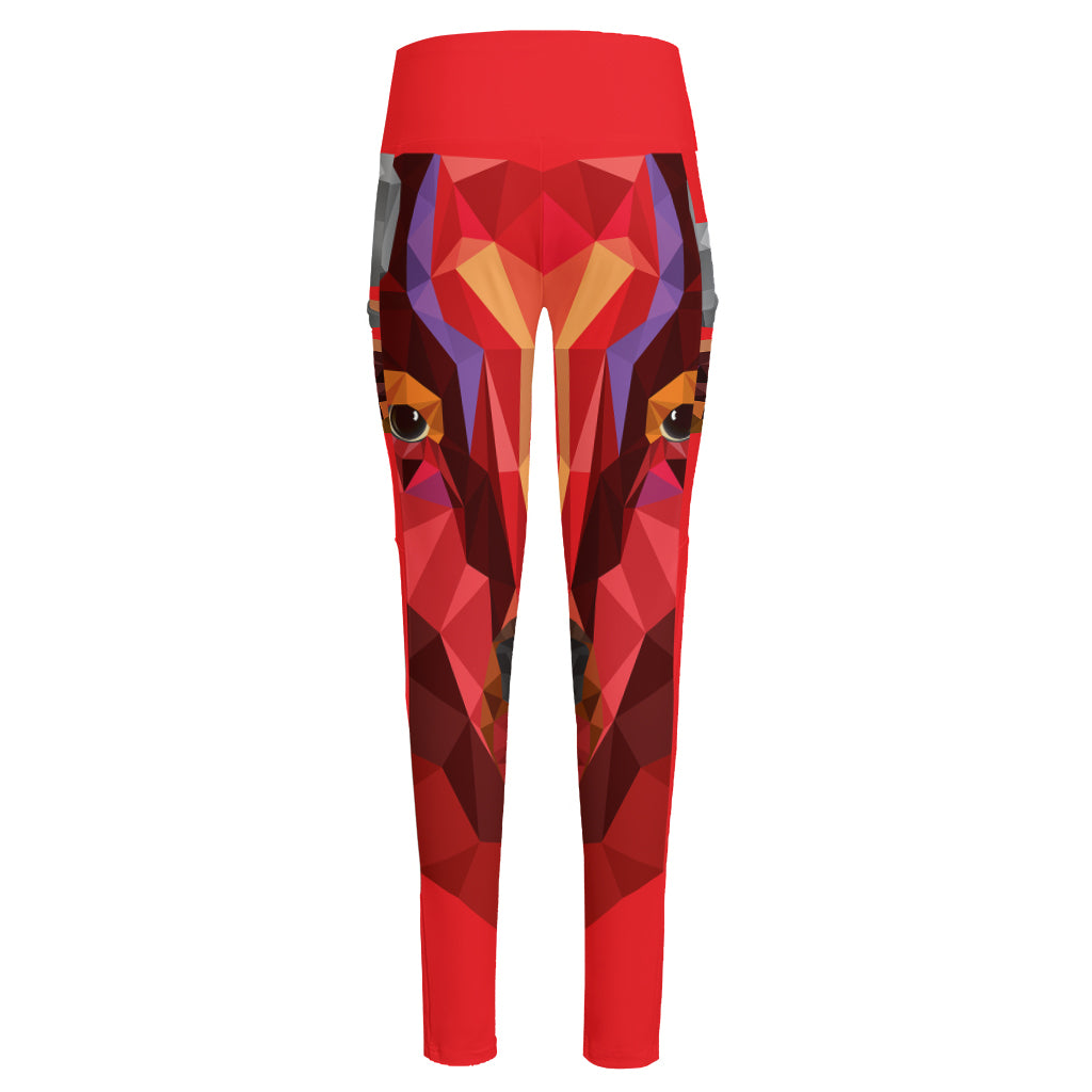 Geometric Bull Skull Print High-Waisted Pocket Leggings