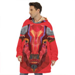 Geometric Bull Skull Print Hoodie Blanket