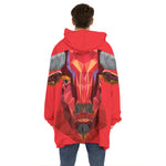 Geometric Bull Skull Print Hoodie Blanket