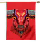 Geometric Bull Skull Print House Flag