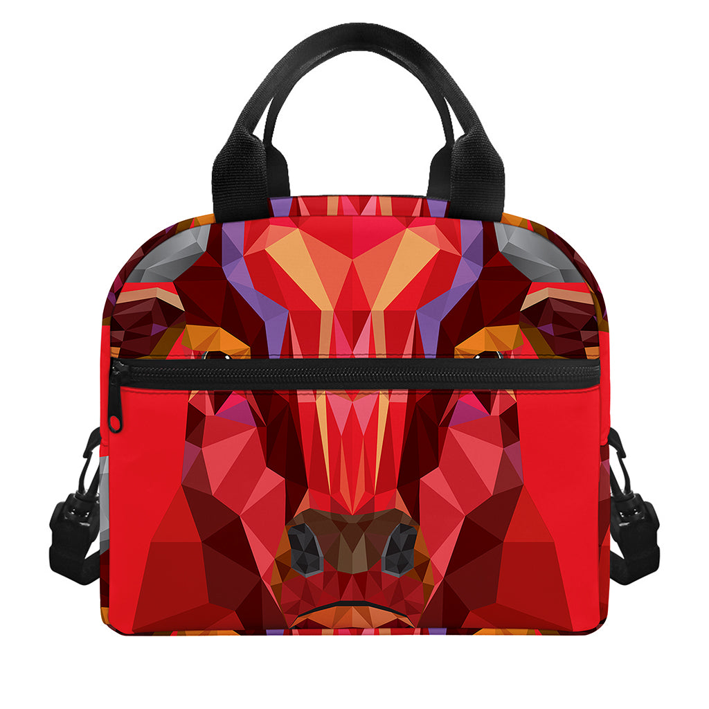Geometric Bull Skull Print Insulated Lunch Bag