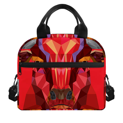 Geometric Bull Skull Print Insulated Lunch Bag