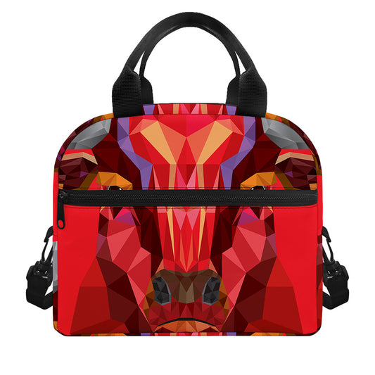 Geometric Bull Skull Print Insulated Lunch Bag