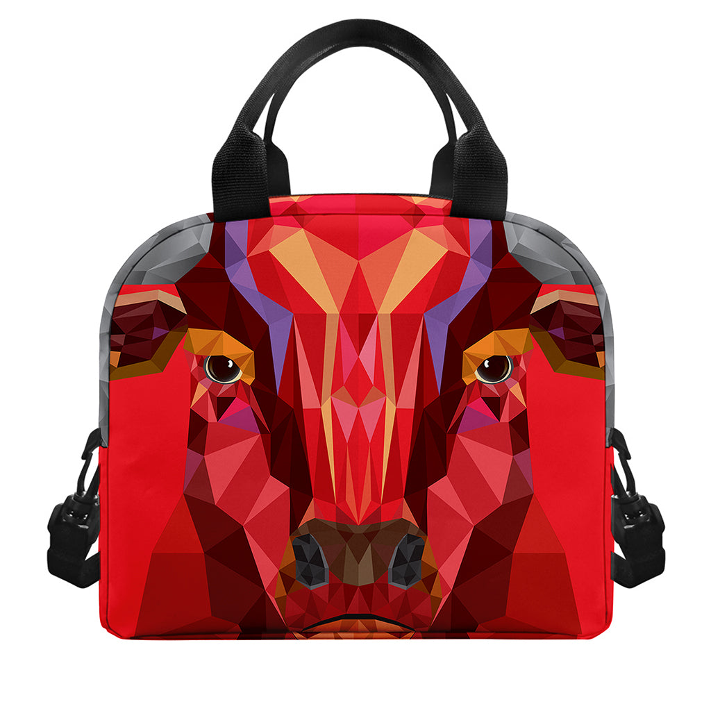 Geometric Bull Skull Print Insulated Lunch Bag