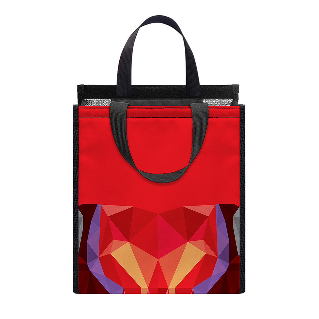 Geometric Bull Skull Print Insulated Lunch Tote
