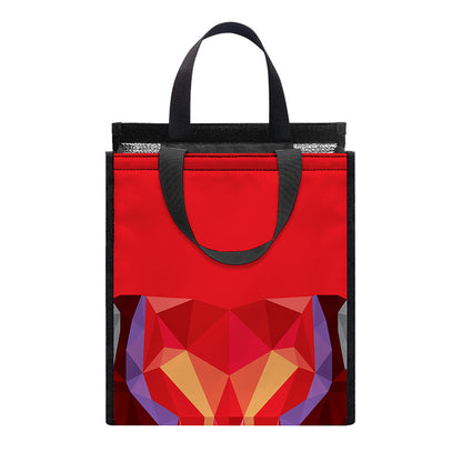 Geometric Bull Skull Print Insulated Lunch Tote