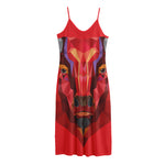 Geometric Bull Skull Print Jersey Midi Cami Dress