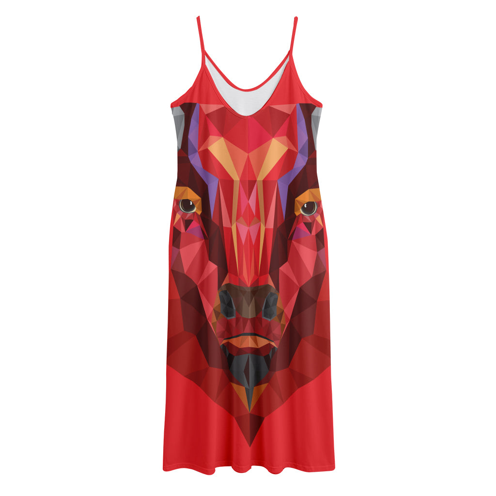 Geometric Bull Skull Print Jersey Midi Cami Dress