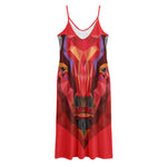 Geometric Bull Skull Print Jersey Midi Cami Dress