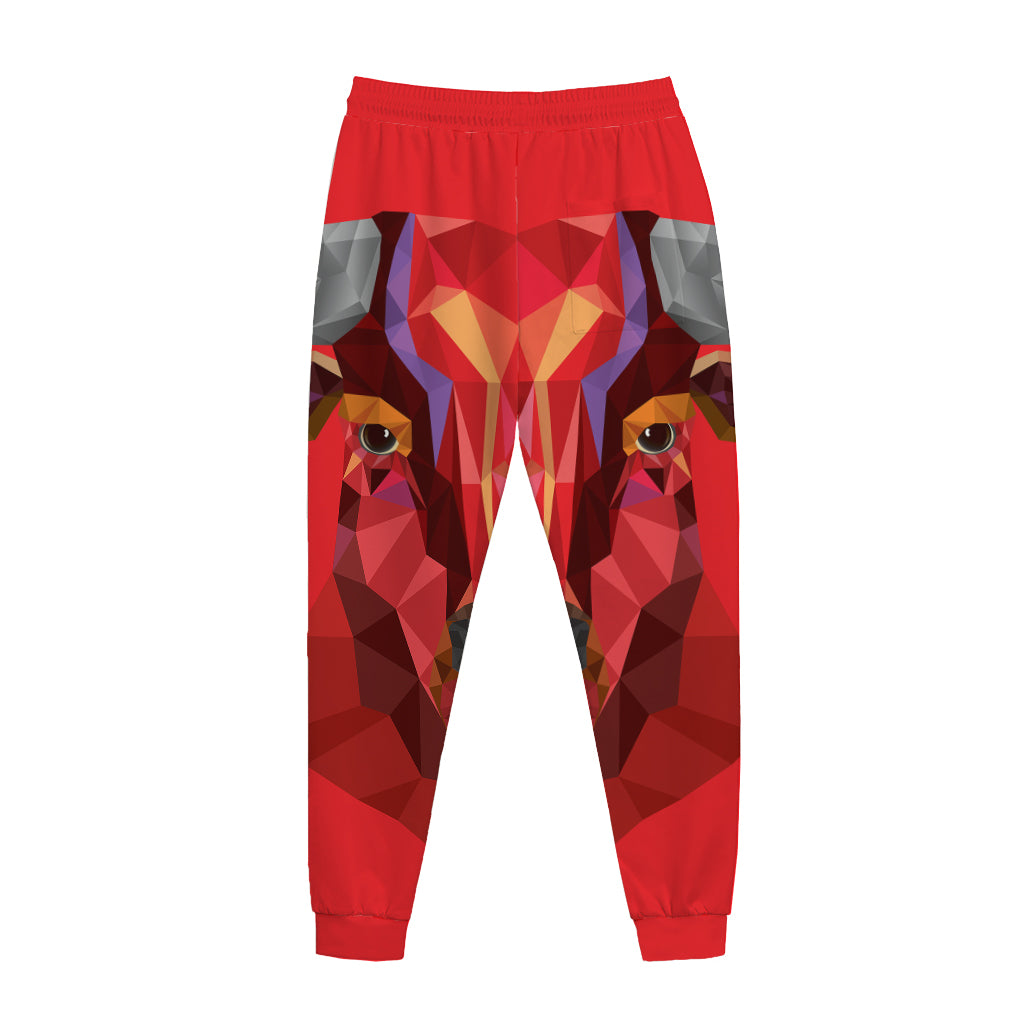 Geometric Bull Skull Print Jogger Pants