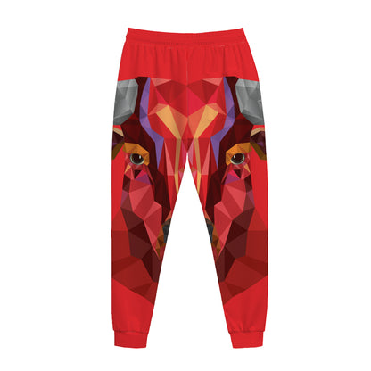 Geometric Bull Skull Print Jogger Pants