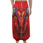 Geometric Bull Skull Print Lantern Pants