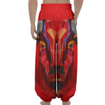 Geometric Bull Skull Print Lantern Pants