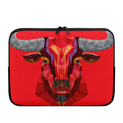 Geometric Bull Skull Print Laptop Sleeve