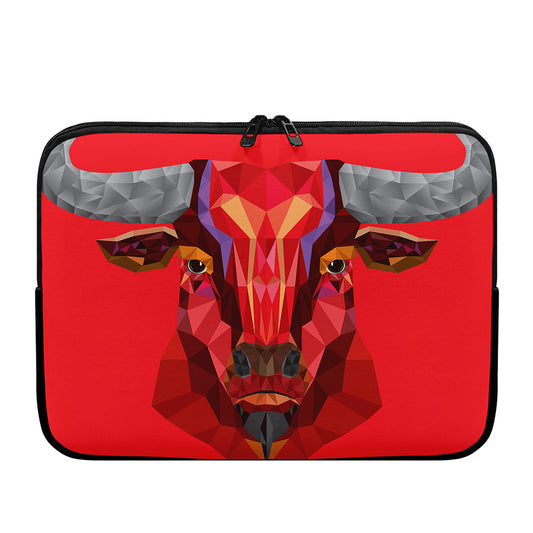 Geometric Bull Skull Print Laptop Sleeve