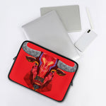 Geometric Bull Skull Print Laptop Sleeve