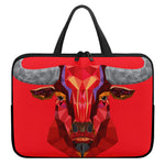 Geometric Bull Skull Print Laptop Sleeve With Handle