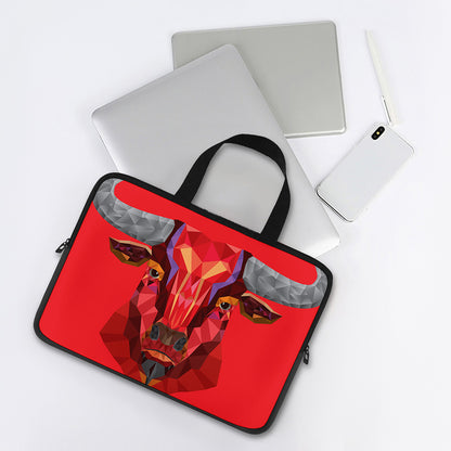 Geometric Bull Skull Print Laptop Sleeve With Handle