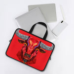Geometric Bull Skull Print Laptop Sleeve With Handle