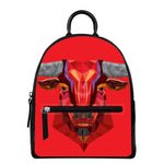 Geometric Bull Skull Print Leather Backpack