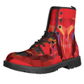 Geometric Bull Skull Print Lace-Up Boots