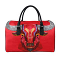 Geometric Bull Skull Print Leather Duffel Bag