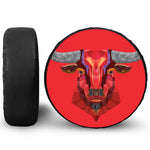 Geometric Bull Skull Print Leather Spare Tire Cover