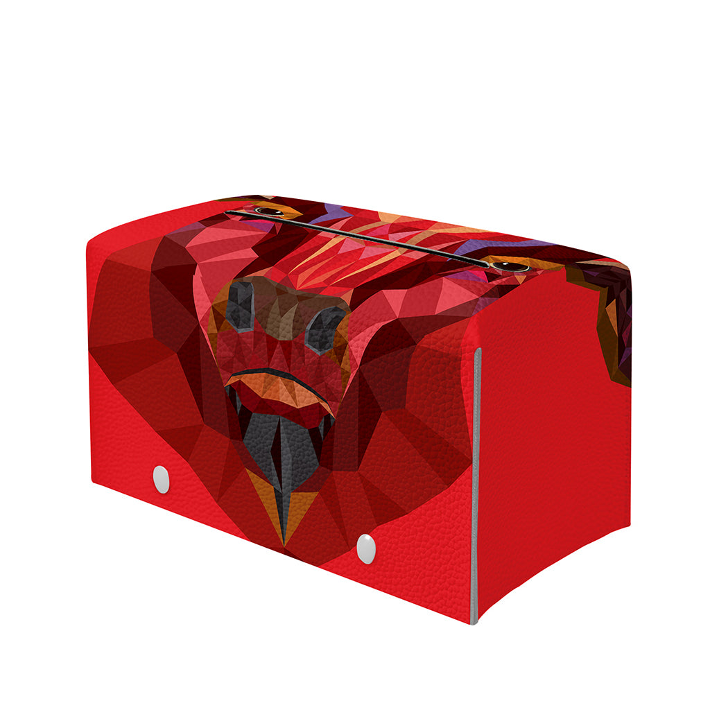 Geometric Bull Skull Print Leather Tissue Box Cover