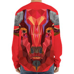 Geometric Bull Skull Print Long Sleeve Baseball Jersey