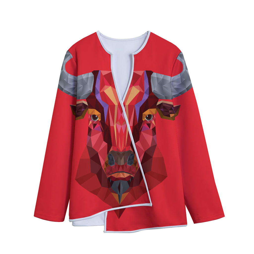 Geometric Bull Skull Print Long Sleeve Short Coat