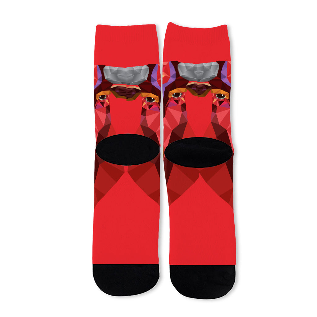Geometric Bull Skull Print Long Socks