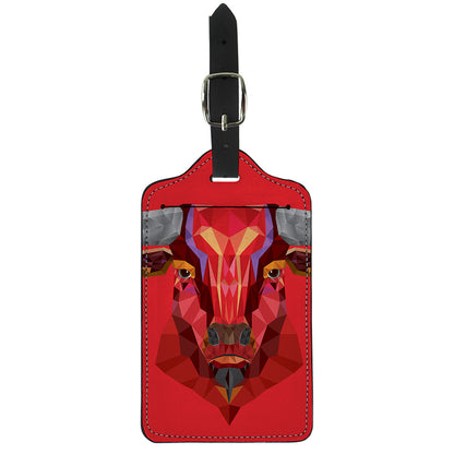 Geometric Bull Skull Print Luggage Tag