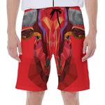 Geometric Bull Skull Print Men's Beach Shorts