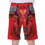 Geometric Bull Skull Print Men's Beach Shorts