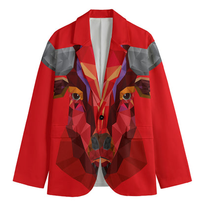 Geometric Bull Skull Print Men's Blazer