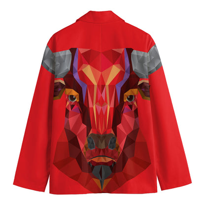 Geometric Bull Skull Print Men's Blazer