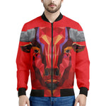 Geometric Bull Skull Print Men's Bomber Jacket