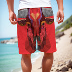 Geometric Bull Skull Print Men's Cargo Shorts