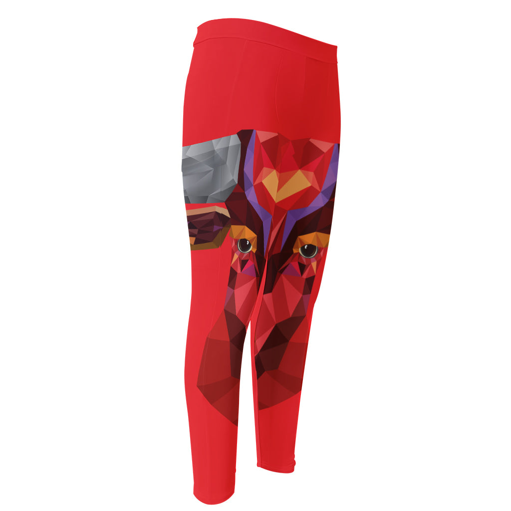 Geometric Bull Skull Print Men's Compression Pants