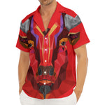 Geometric Bull Skull Print Men's Deep V-Neck Shirt